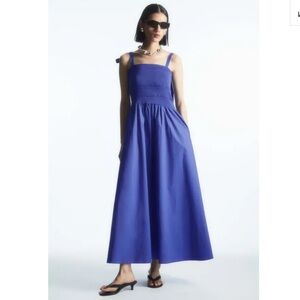 COS Royal Blue Tie-Detail Midi Dress
